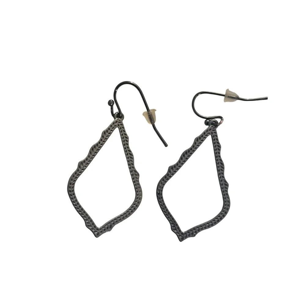 Kendra‎ Scott Sophia Drop Earrings Gunmetal Open Frame Filigree Jewelry